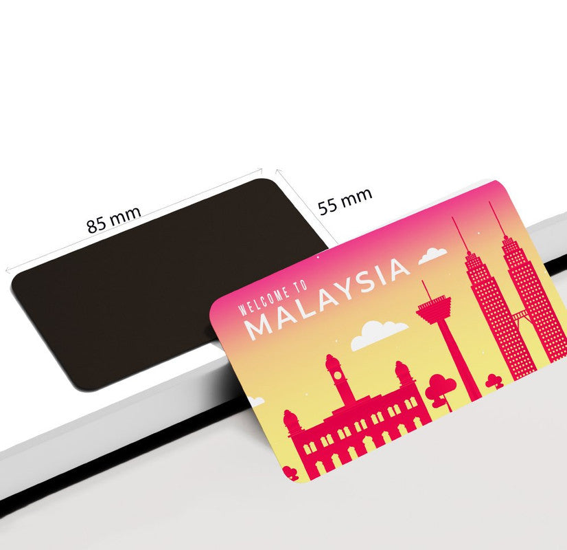 dhcrafts Rectangular Rubber Fridge Magnet / Magnetic Card Pink Malaysia Design Pack of 1 (8.6cm x 5.4cm)